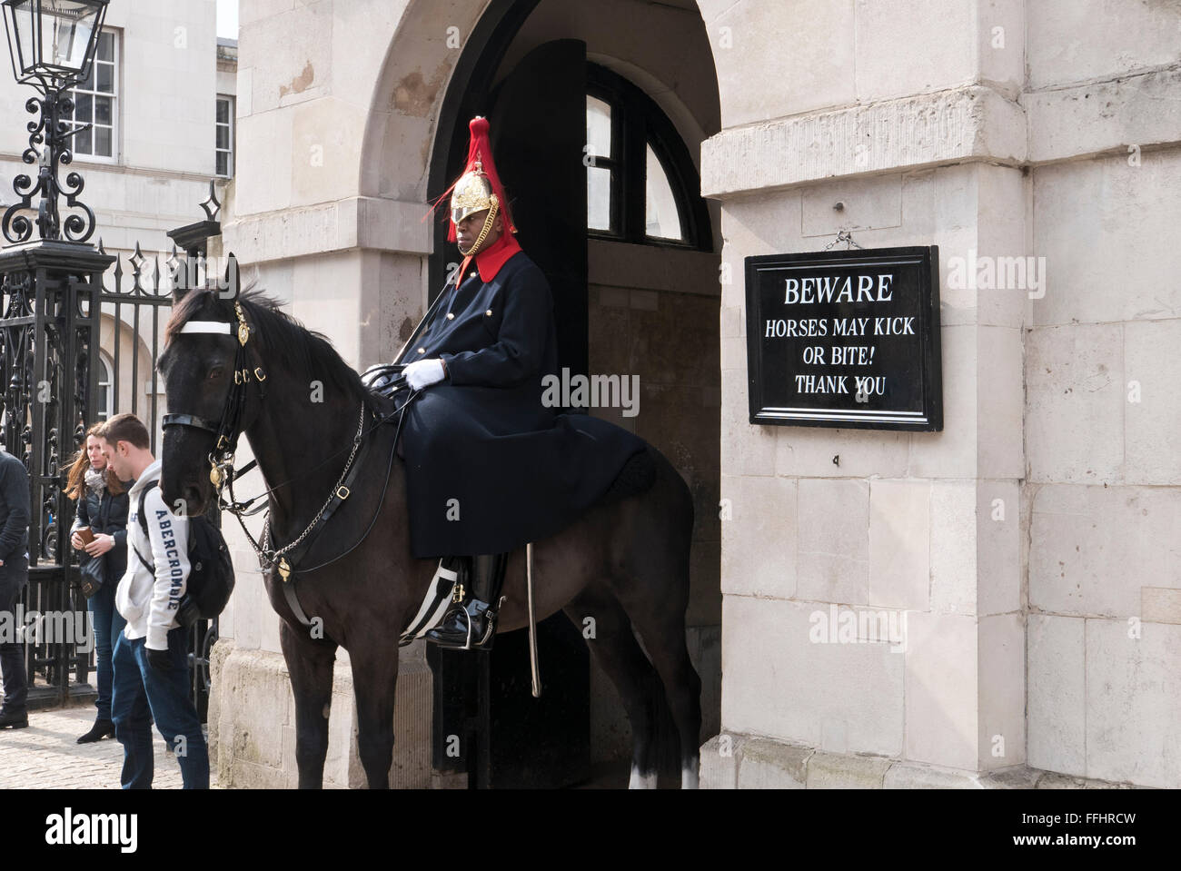 A horse Guard on duty in Whitehall, London, United Kingdom. Stock Photo