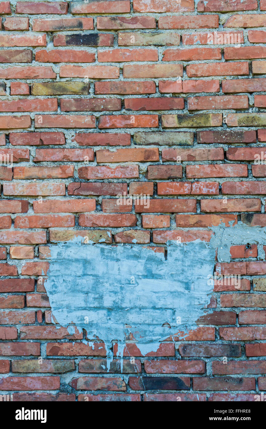 Brick wall with white stain Stock Photo Alamy