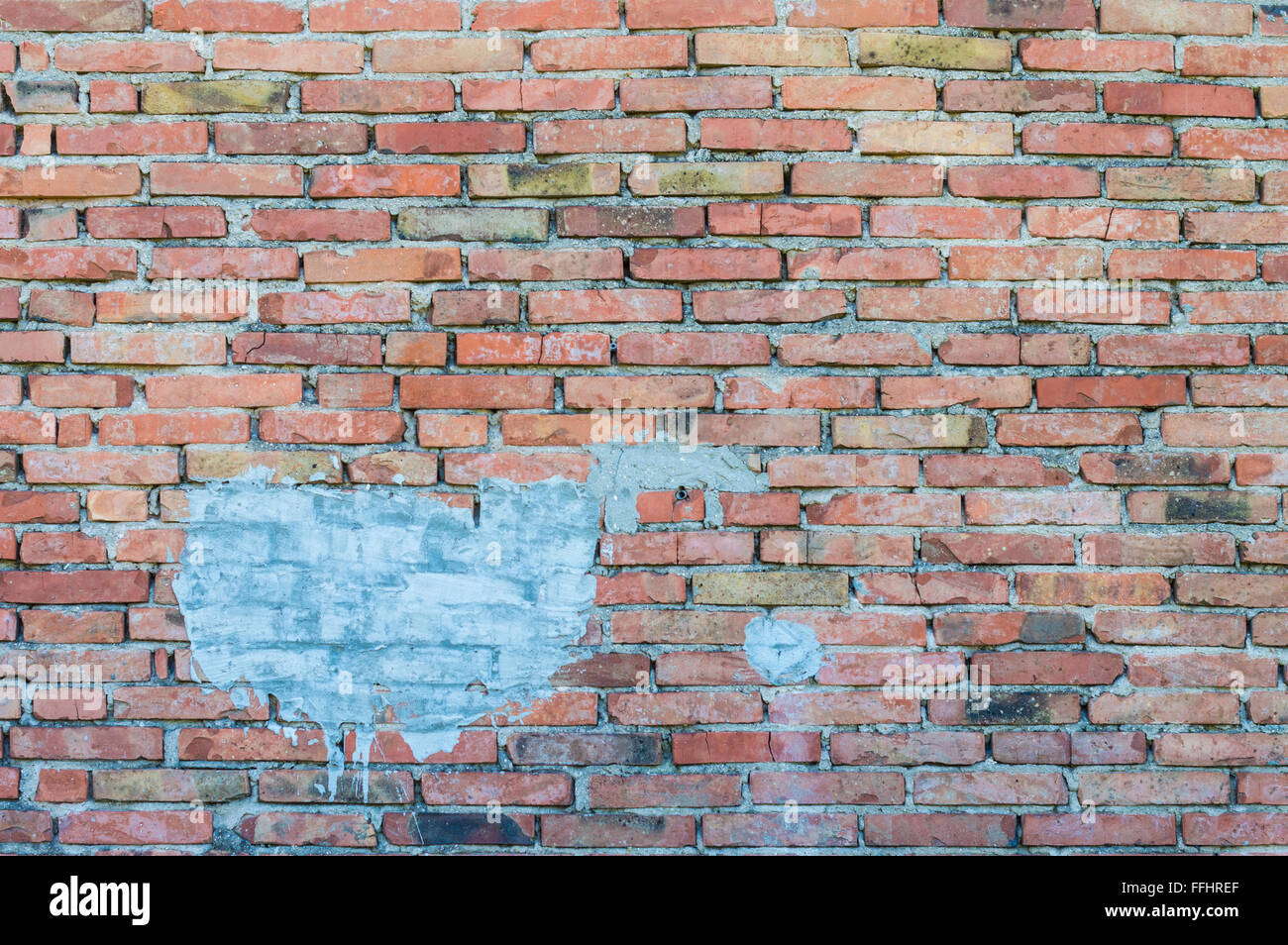 Brick wall with white stain Stock Photo Alamy