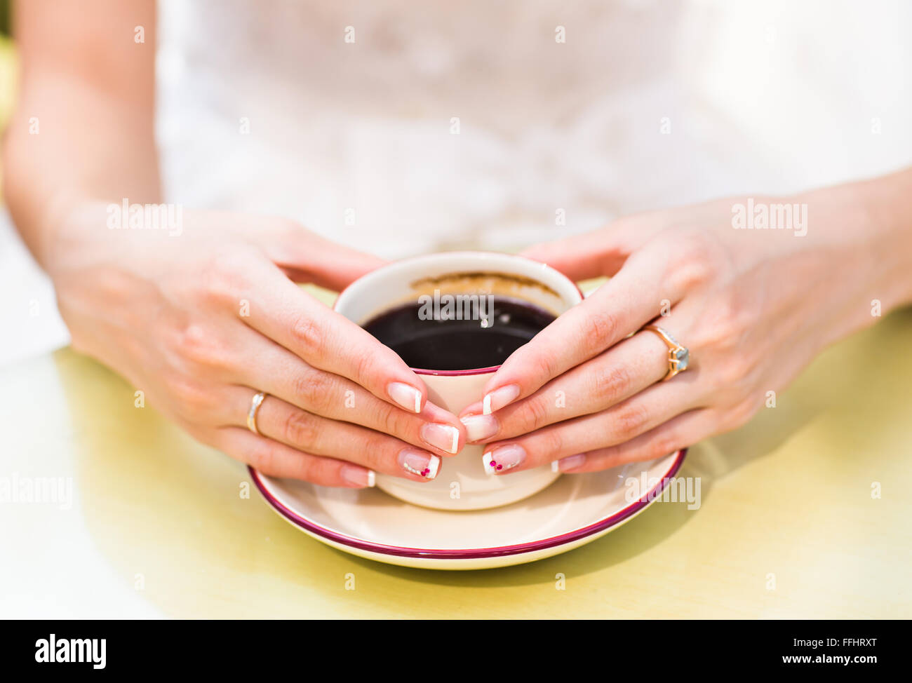 woman holding hot cup of coffee Stock Photo - Alamy