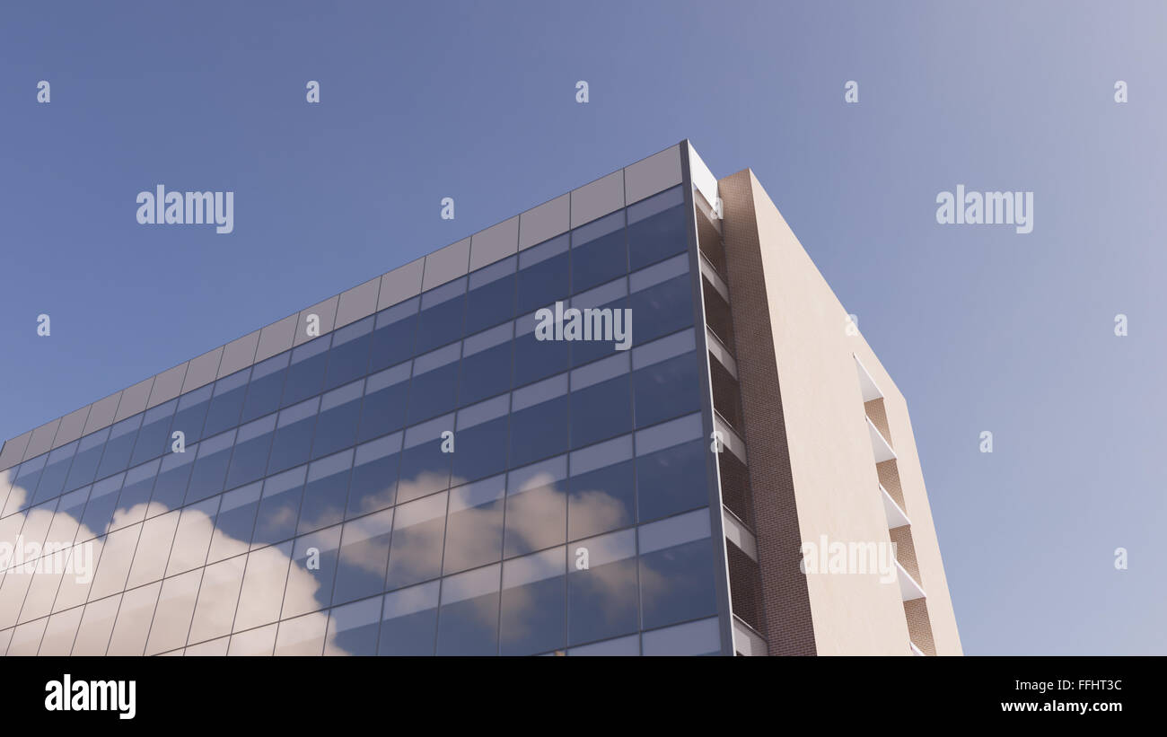 Clouds reflecting in office building windows Stock Photo - Alamy
