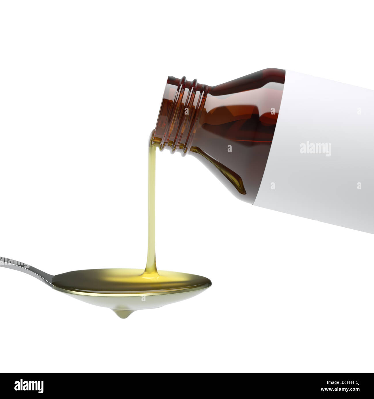 Pouring cough syrup or similar medicine into spoon Stock Photo Alamy