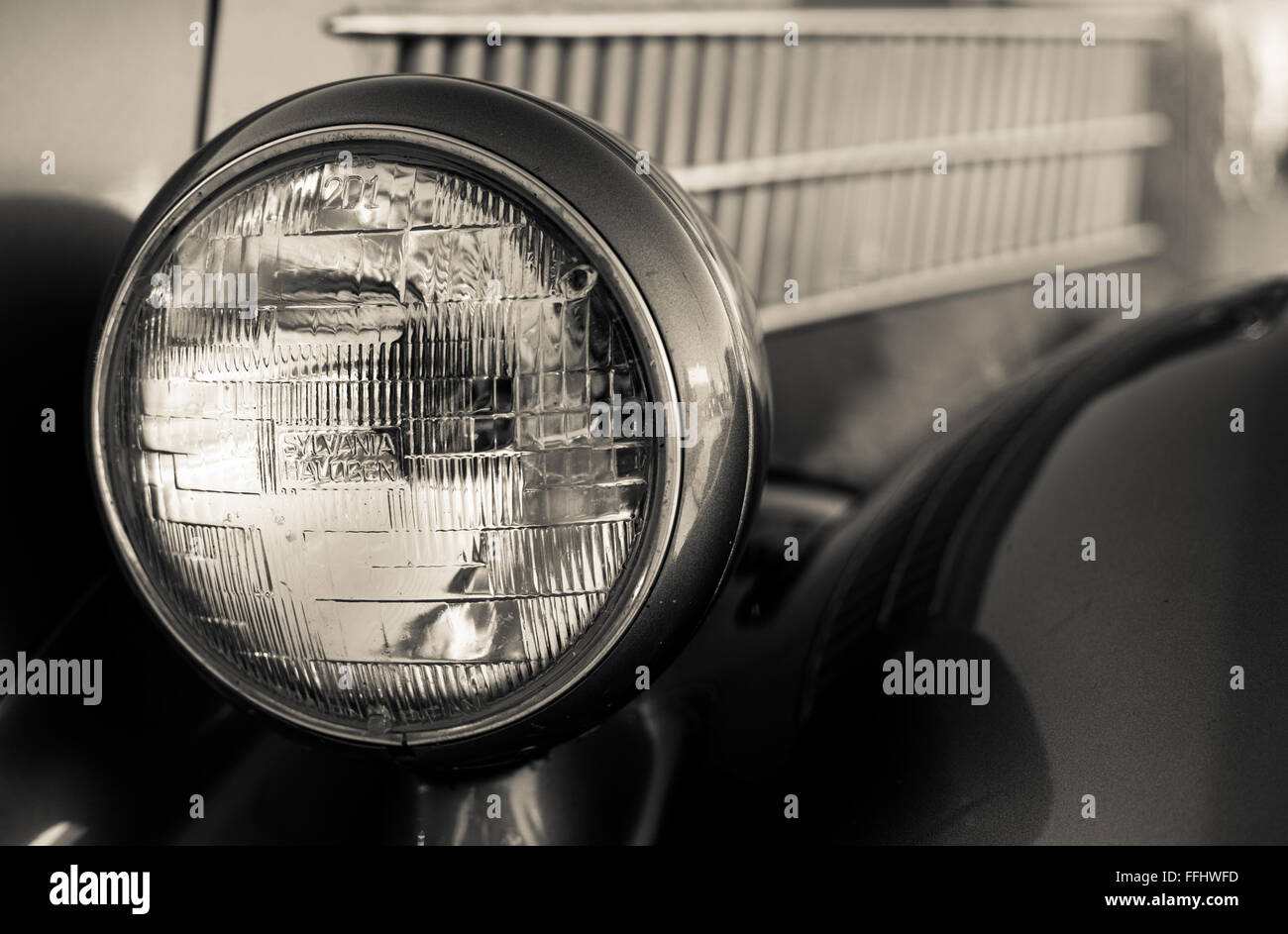 Detailed images of restored classic and vintage automobiles. Stock Photo