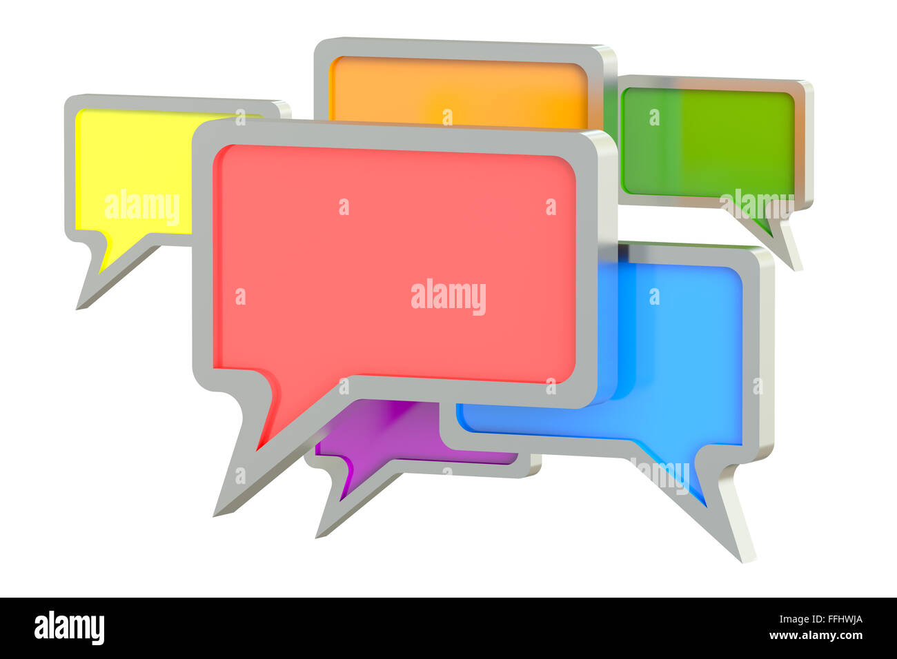 empty colored speech bubbles isolated on white background Stock Photo ...