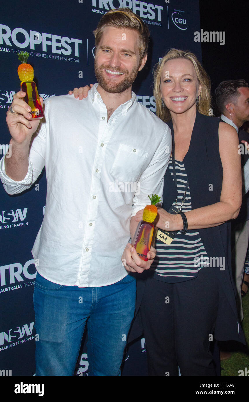Sydney, Australia. 14th Feb, 2016:  Short Film Festival Tropfest took place in Centennial Park, Sydney on the 14th February 2016. Pictured is Rick Donald and Rebecca Gibney Credit:  mjmediabox/Alamy Live News Stock Photo