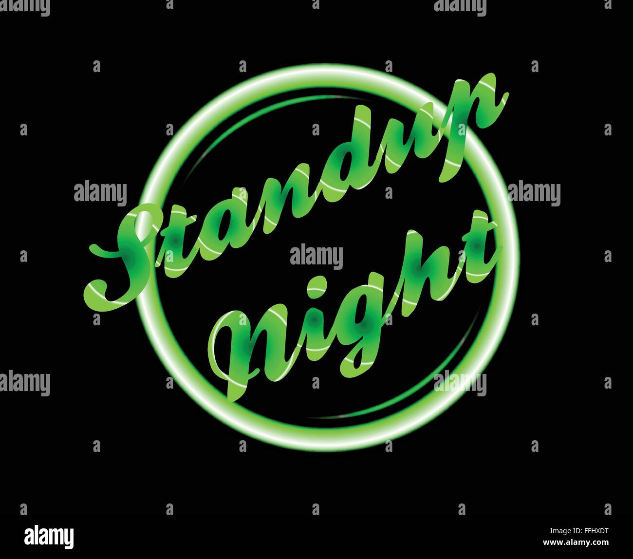 standup night florescent light over a black background Stock Vector