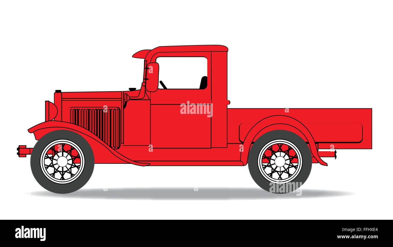 An early old fashioned pickup truck over a white background Stock Vector