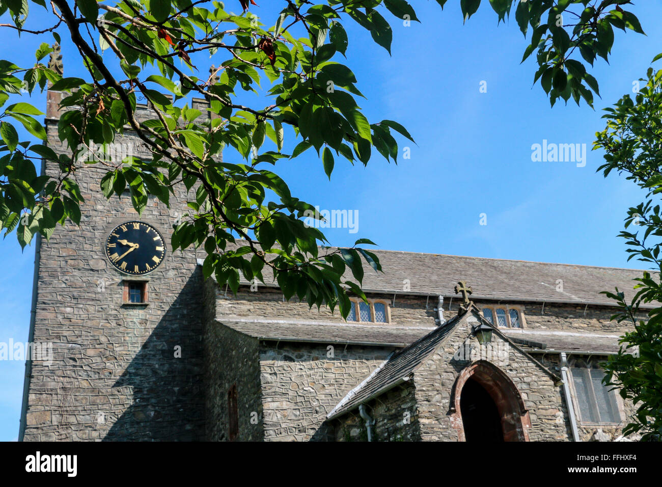 St Michael and All Angels Church, Hawkshead, Lake District, Cumbria, England, Stock Photo