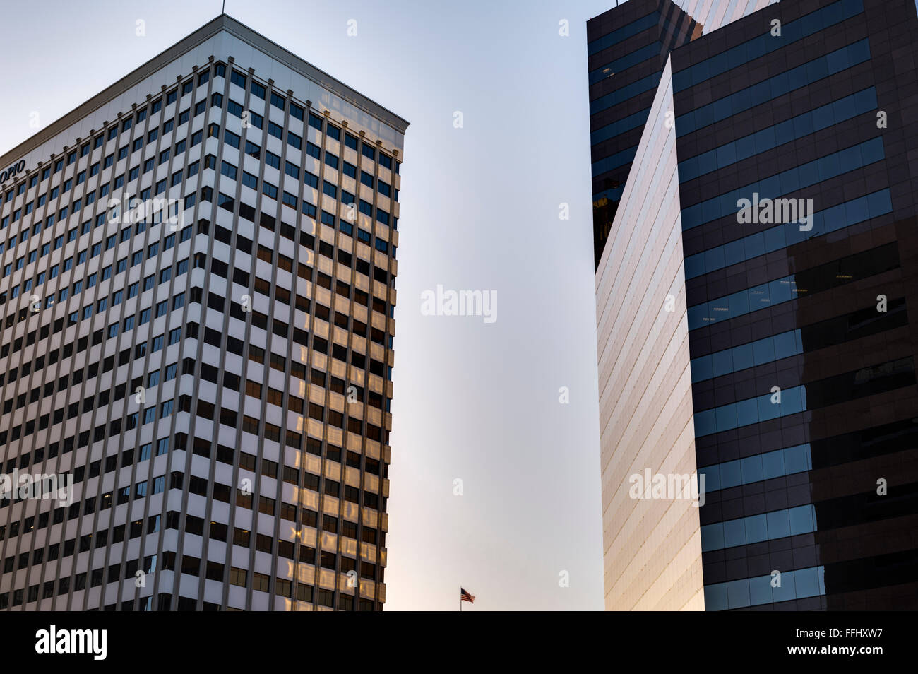 Downtown San Diego buildings in the early morning. San Diego, California, USA. Stock Photo