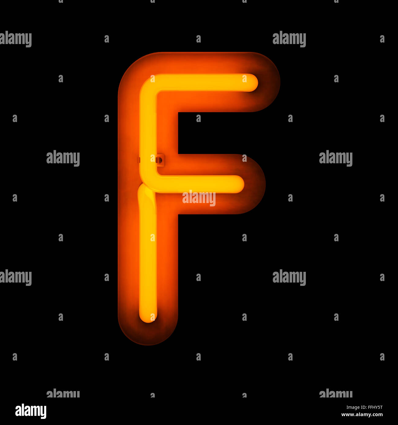 Neon Letter F from neon alphabet collection isolated on black Stock Photo