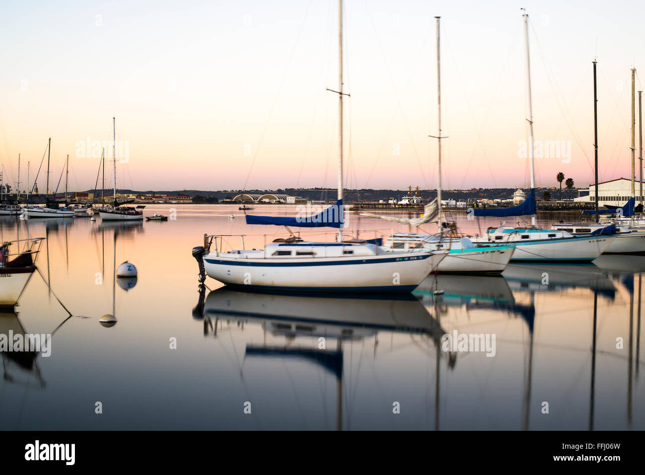 San Diego Harbor in the early morning. San Diego, California, USA. Stock Photo