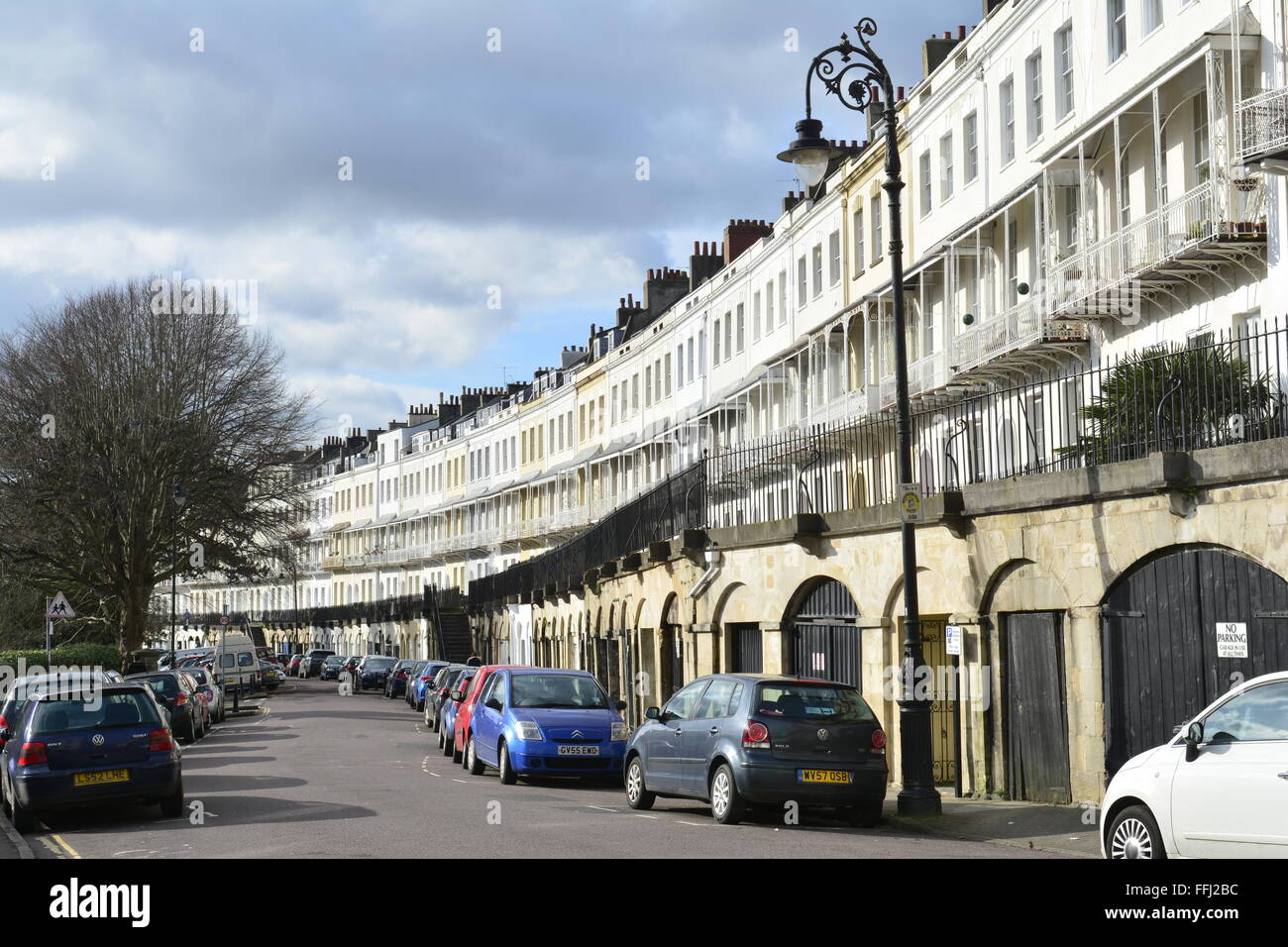 Royal York Crescent Clifton in Bristol. It over looks the docks of the