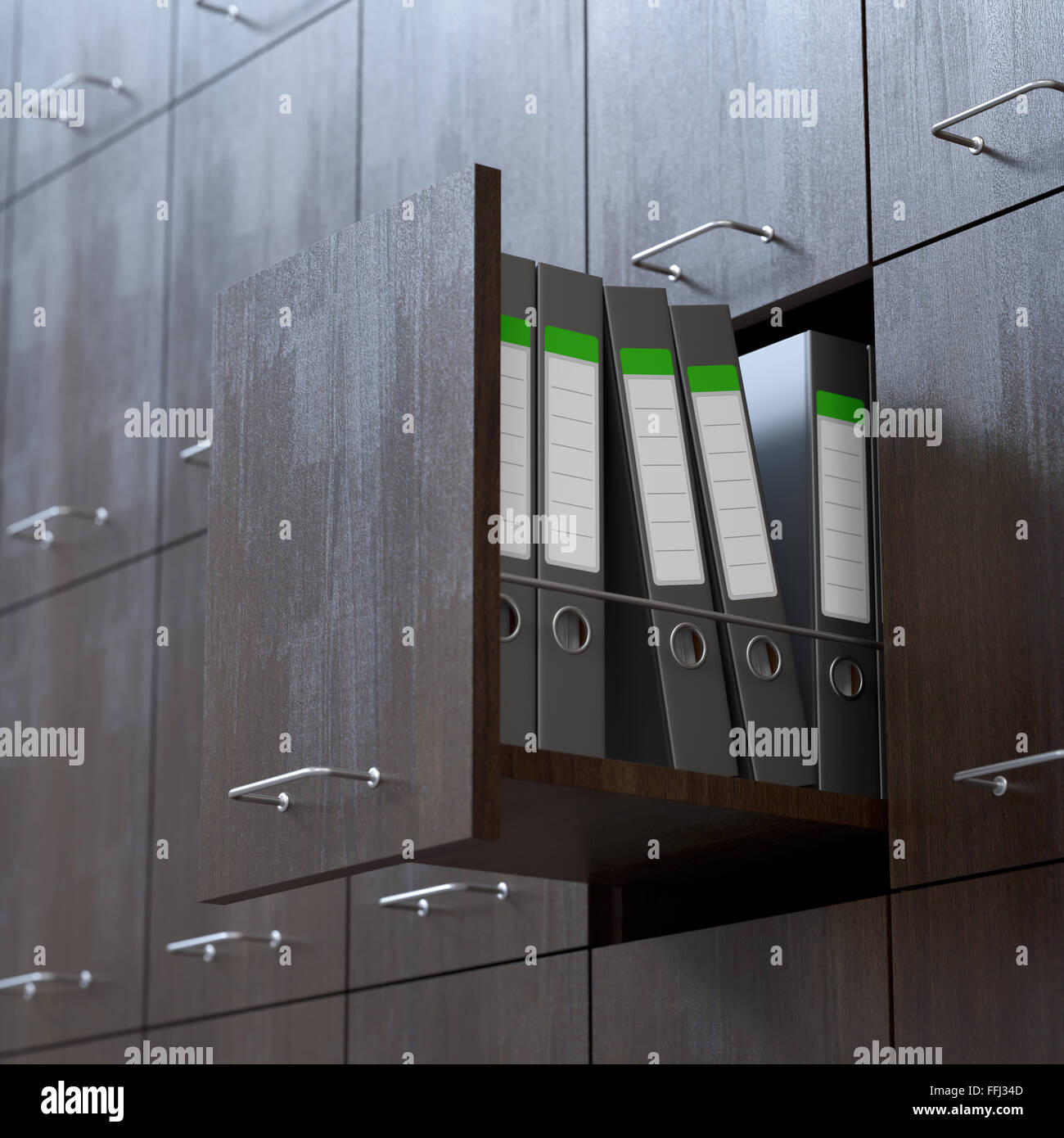 File with halfopen drawer Stock Photo Alamy