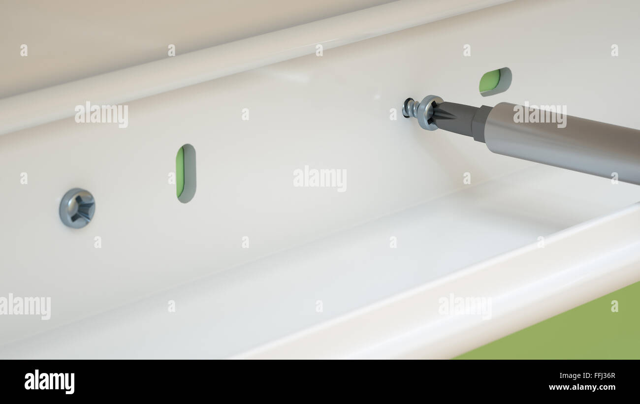 Attaching plastic cable tray to the wall Stock Photo Alamy