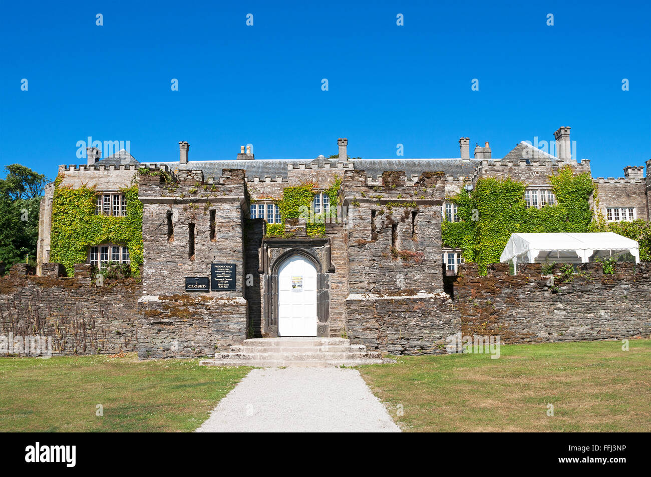The entrance to Prideaux place in Padstow, Cornwall, England, UK Stock Photo