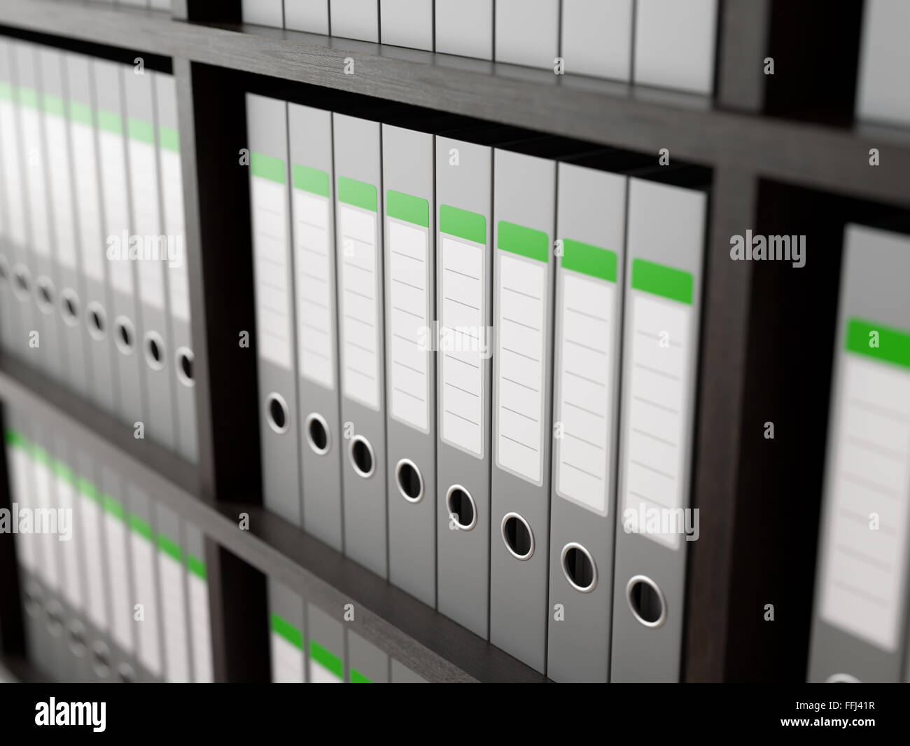 Ring binders organized in shelves Stock Photo Alamy