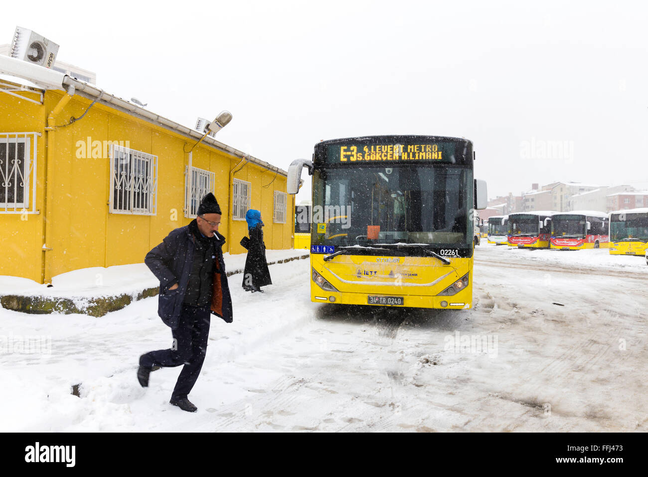 Public transport on snowy winter hi res stock photography and images Public transport on snowy winter hi res stock photography and images