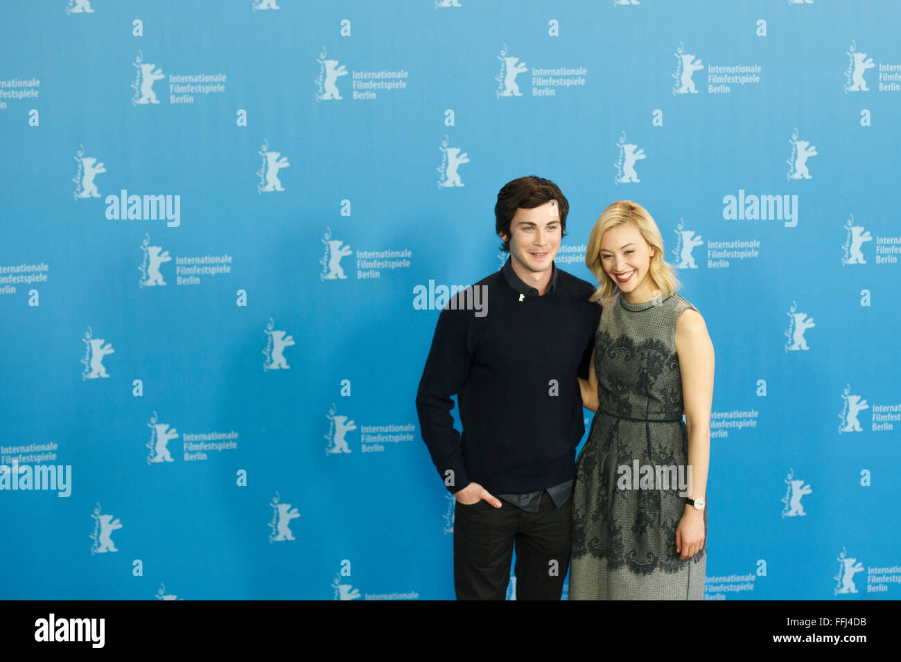 Berlin, Germany. 14th February, 2016. Actors Logan Lerman and Sarah Gadon attend the 'Indignation' photo call during the 66th Berlinale International Film Festival Berlin Credit:  Odeta Catana/Alamy Live News Stock Photo