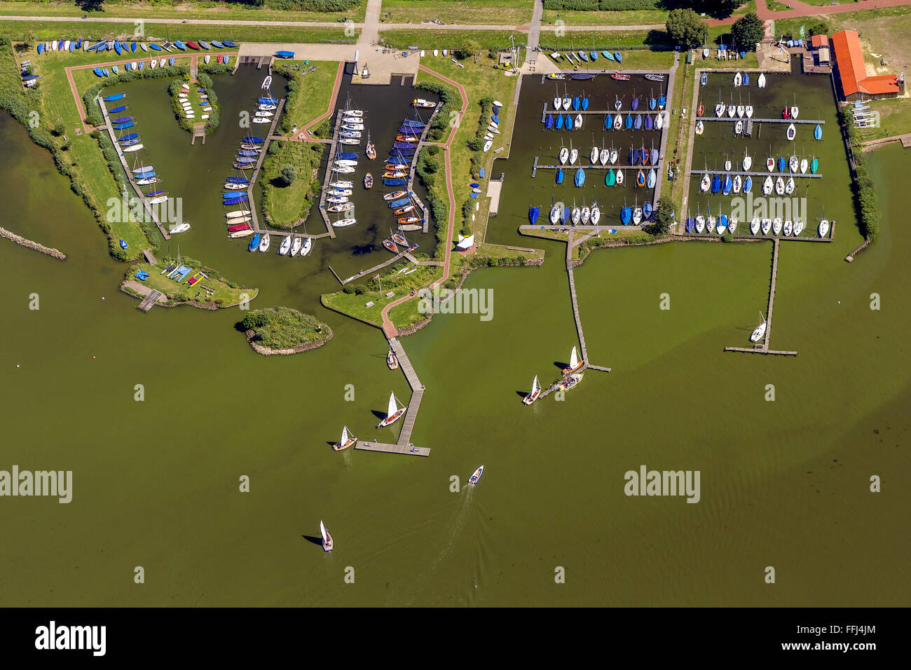 Aerial view, Lembruch, Dümmer, Dümmer See, North German lowland in