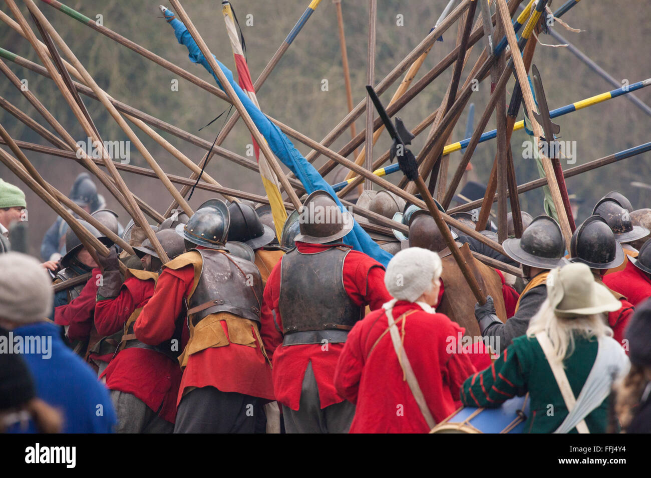 Reenactment by the sealed knot society of English civil war battle at