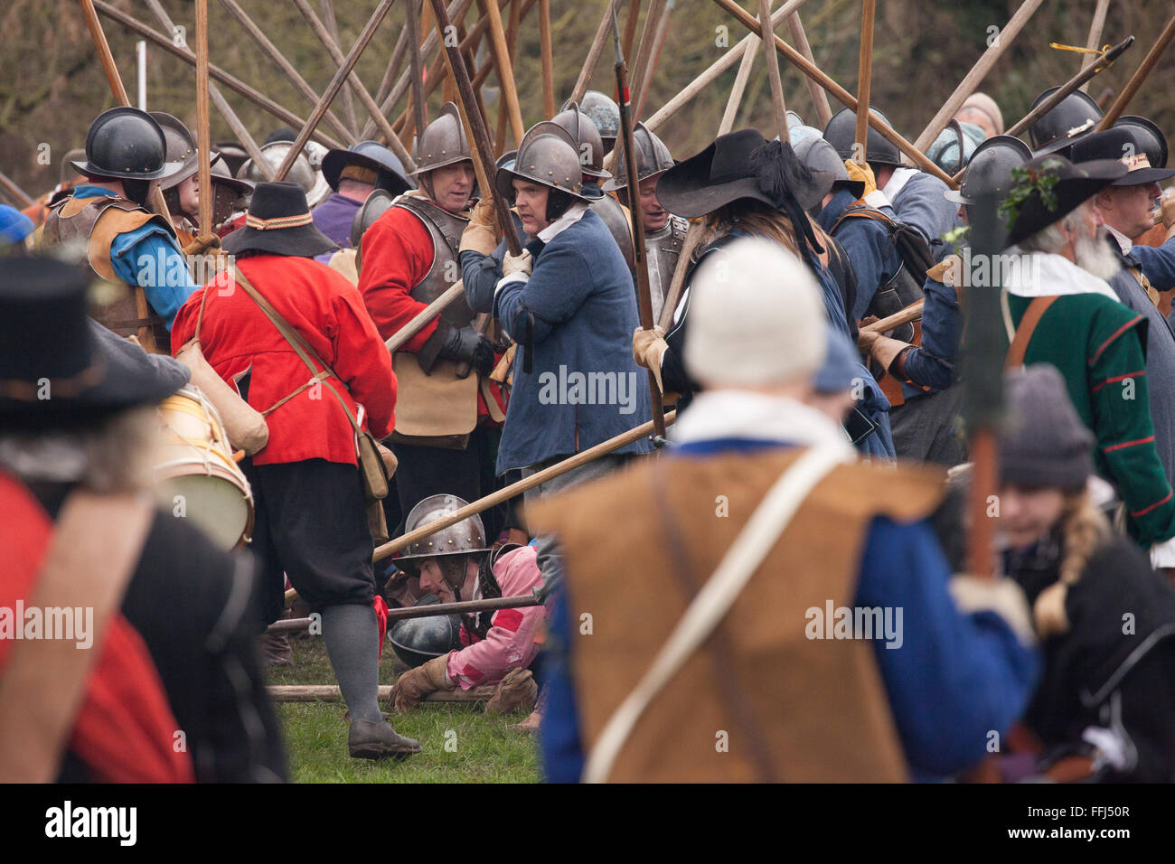 Reenactment by the sealed knot society of English civil war battle at
