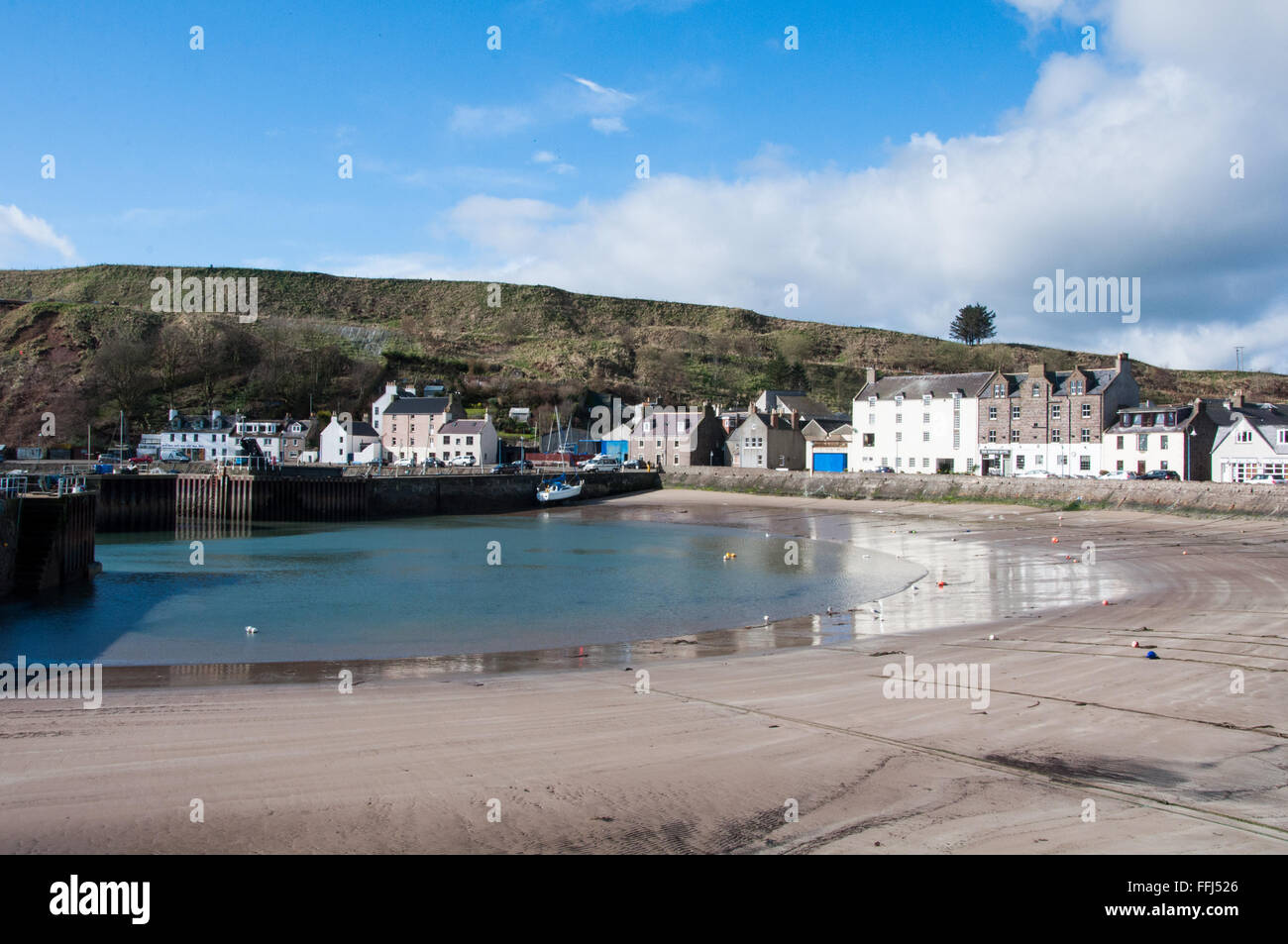 Stonehaven harbour in low tide Stock Photo
