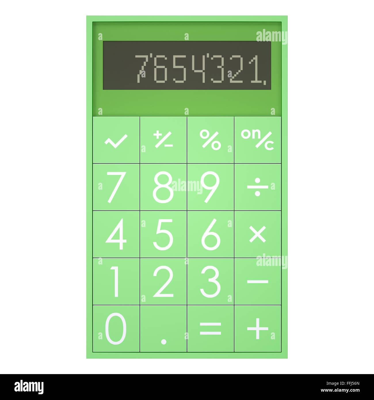 Contemporary green plastic calculator isolated on white Stock Photo Alamy