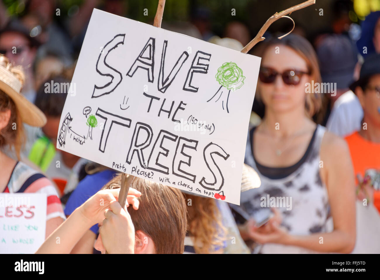 Protect Trees Rally Sydney, Australia. 14th Feb, 2016. Protesters hold signs at the ...