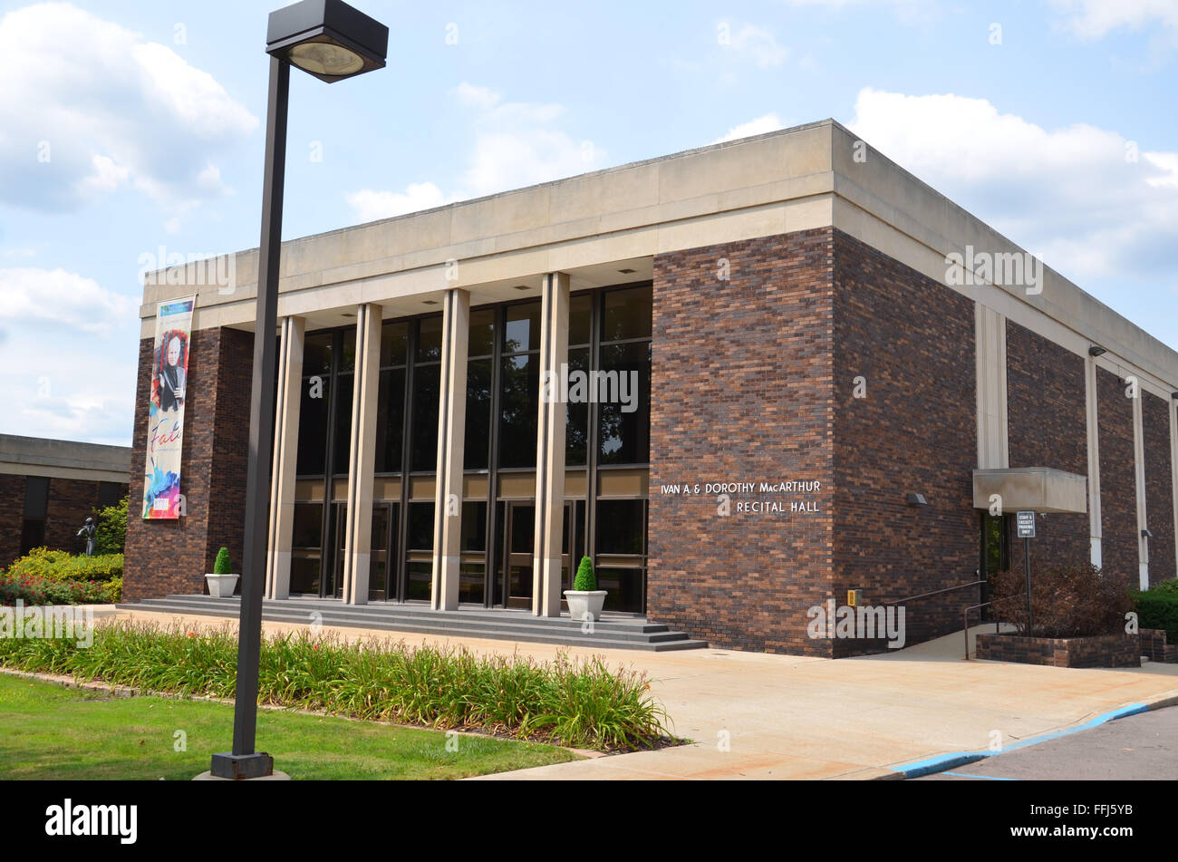 FLINT, MI - AUGUST 22: The McArthur Recital Hall in Flint, MI, shown here on August 22, 2015. Stock Photo