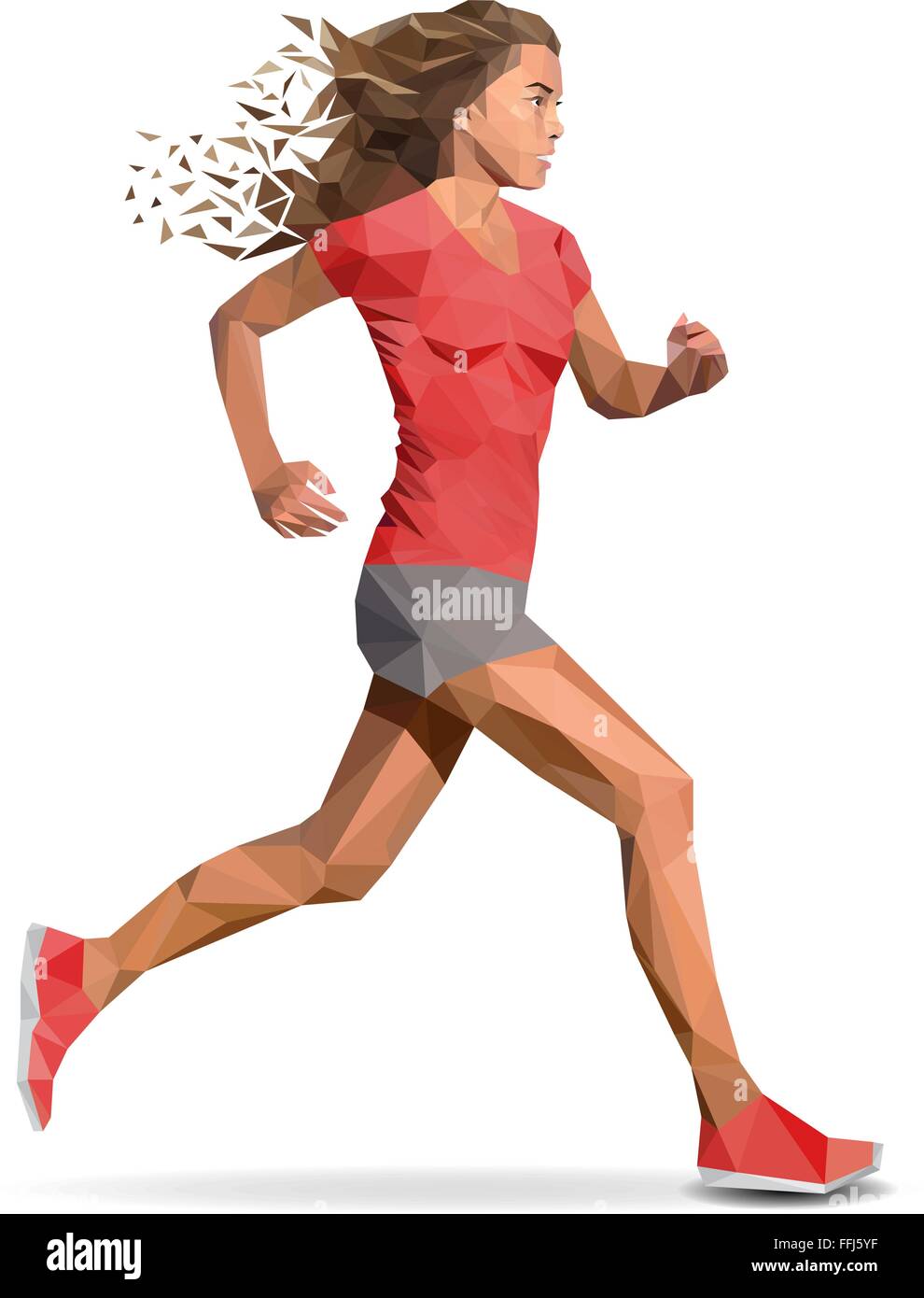 Girl running marathon designed using line geometric graphic vector Stock Vector Image & Art Alamy