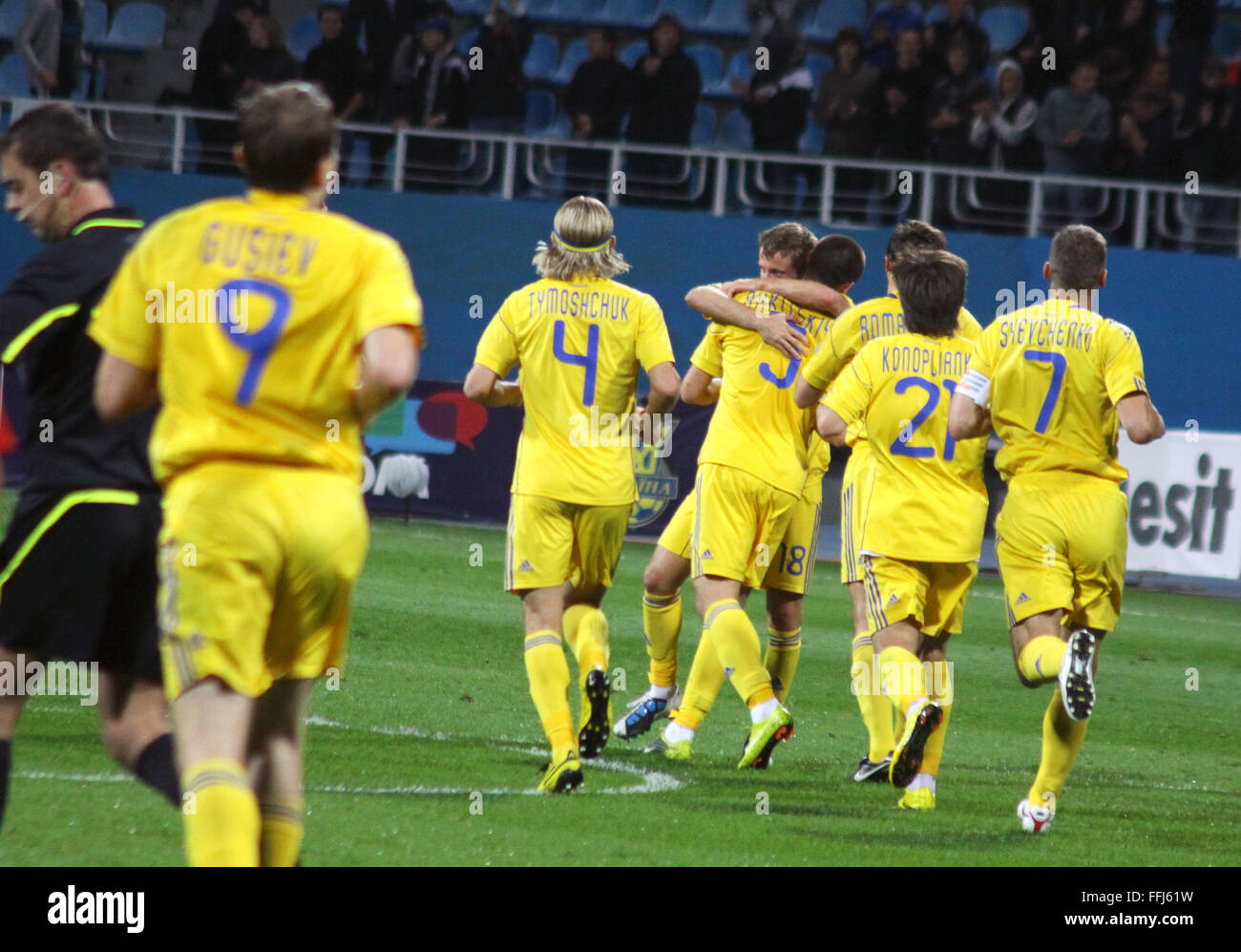KYIV, UKRAINE - SEPTEMBER 7: Players of Ukraine national soccer team