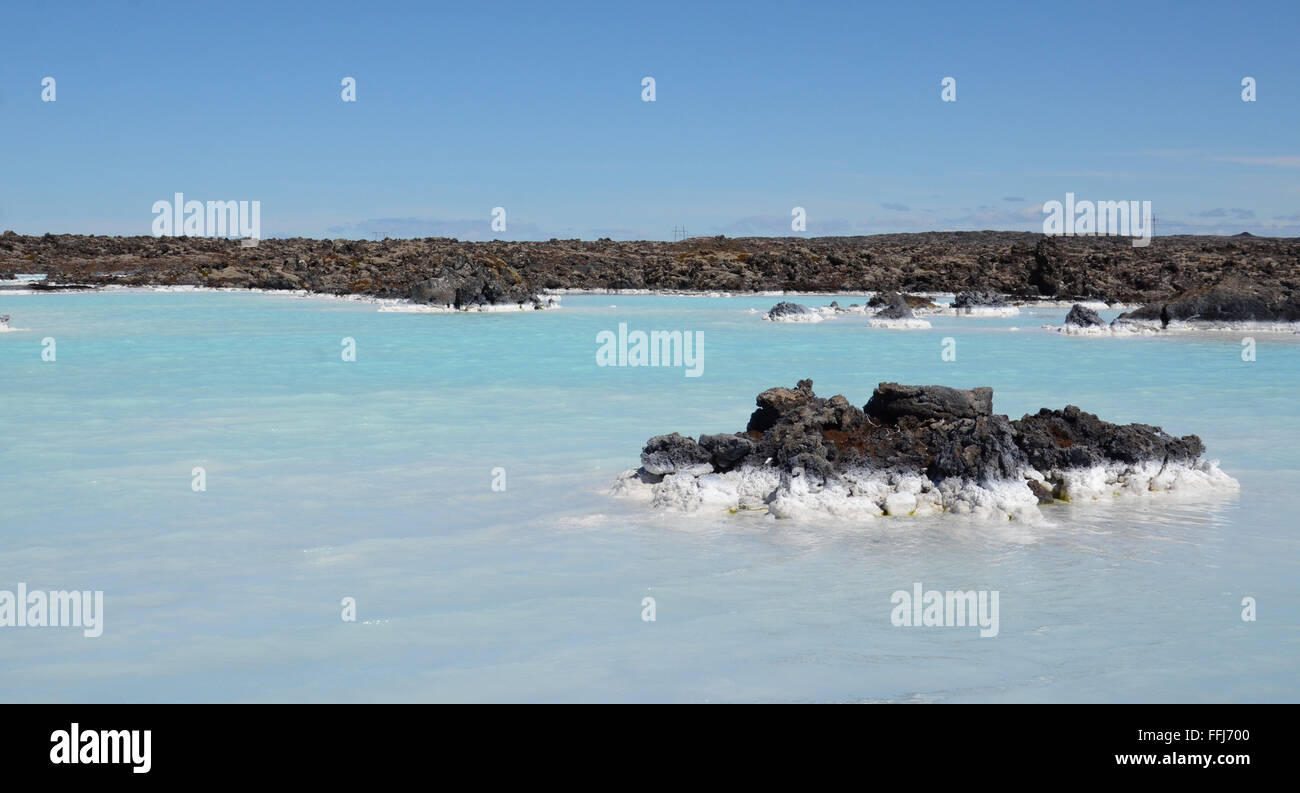 GRINDAVIK, ICELAND - JUN 13:  Waters from the Svartsengi geothermal plant near the Blue Lagoon spa on June 13, 2015. Stock Photo