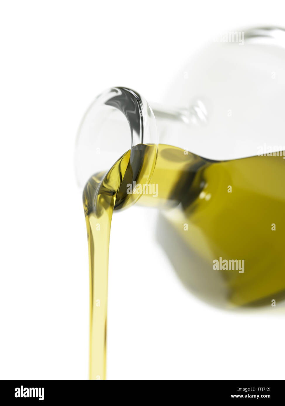 Pouring olive oil out of the bottle isolated on white Stock Photo Alamy