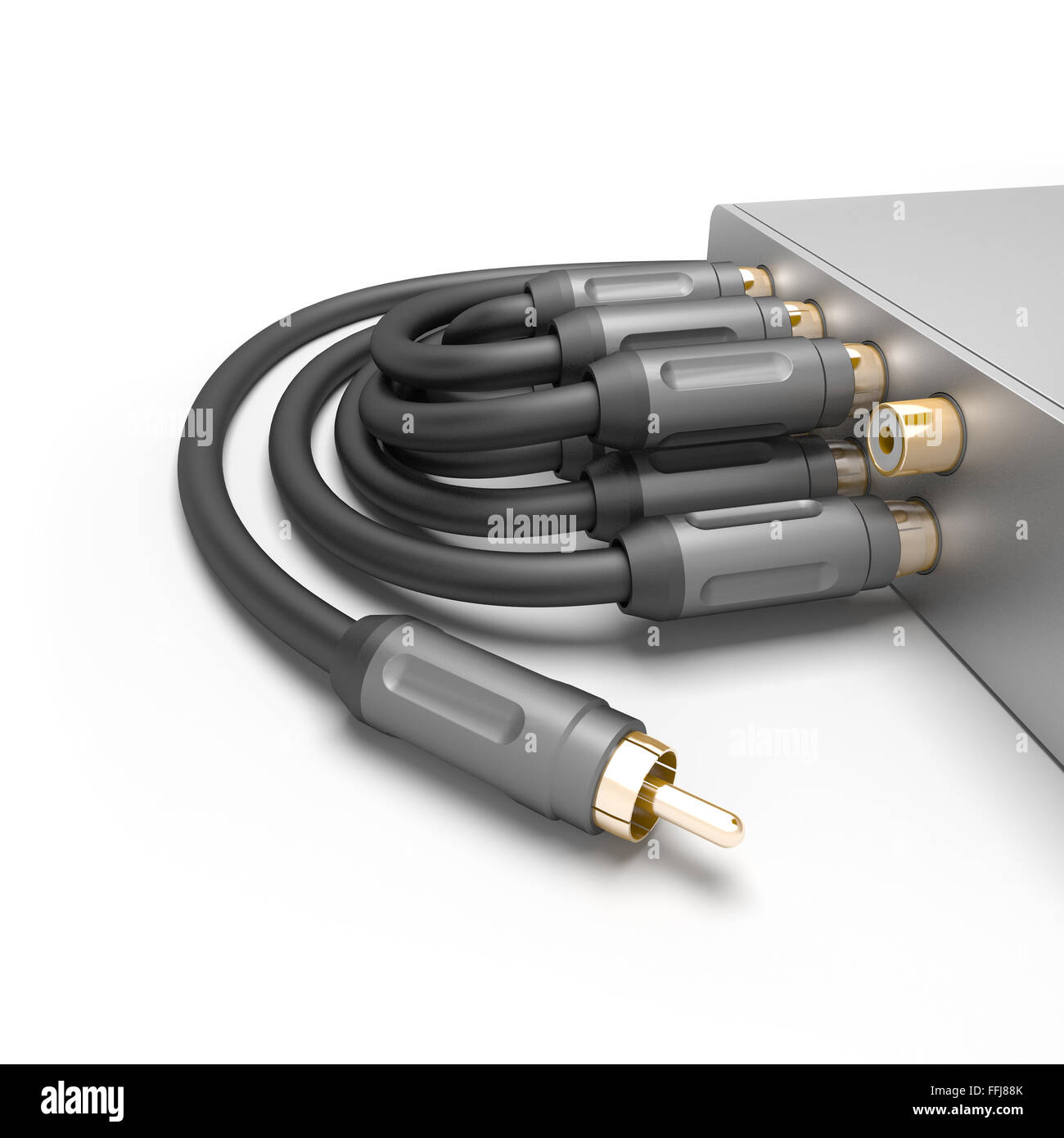 Audio cables plugged in an amp Stock Photo Alamy