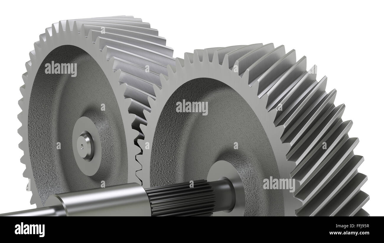 Two gears on white background Stock Photo - Alamy