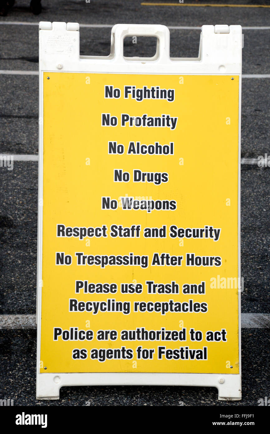 Sign at entrance to a festival in Greenbelt, Md Stock Photo