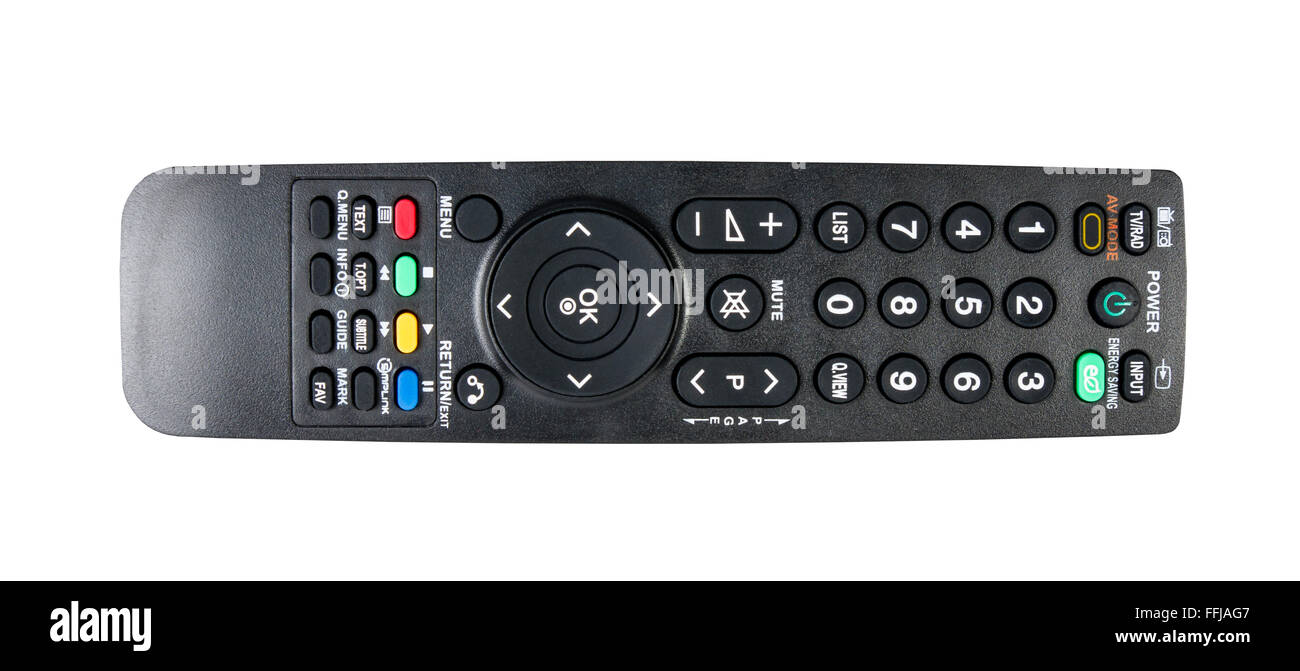 TV remote control isolated on white background Stock Photo - Alamy