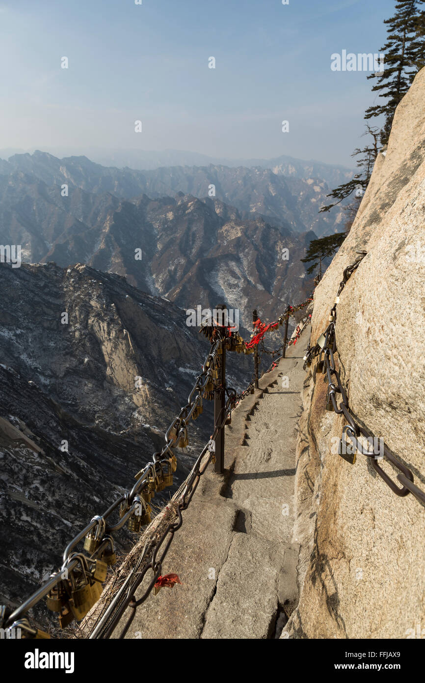 Danger trail of Mount Huashan, China. Stock Photo