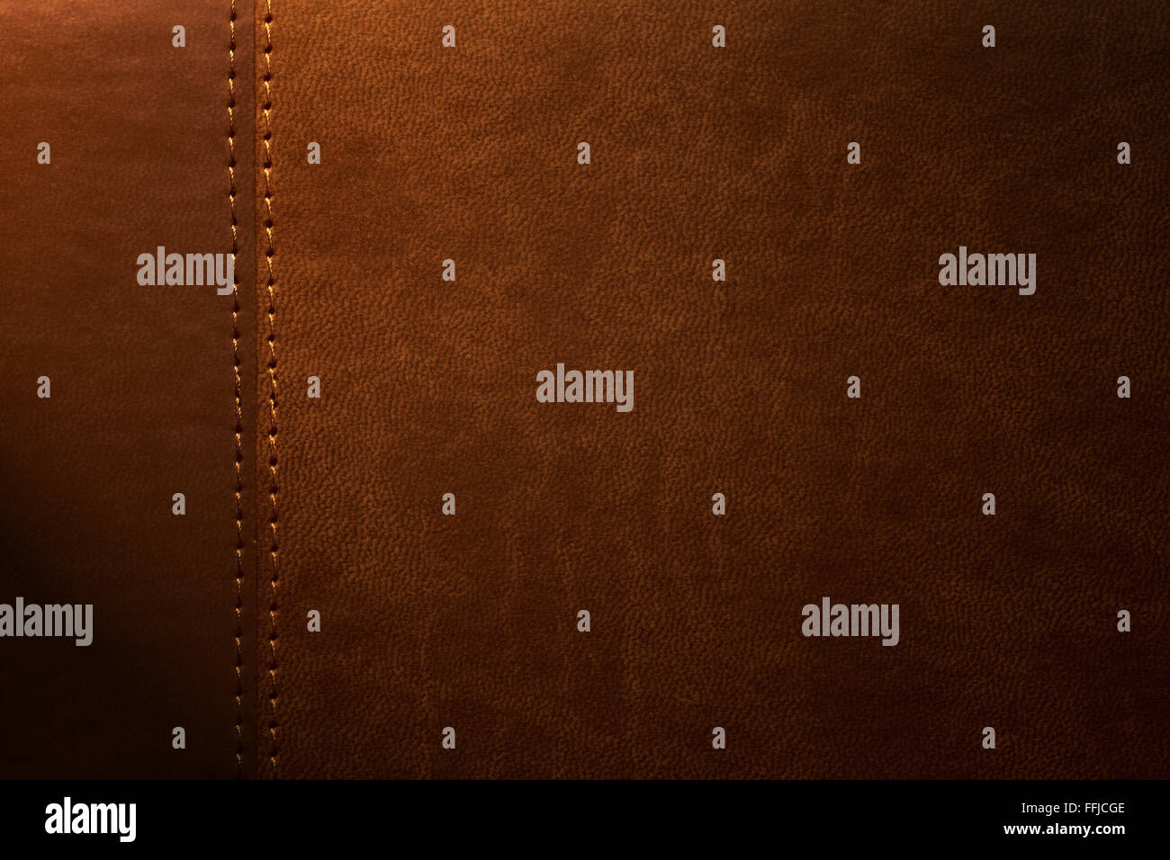 brown leather texture with seam at margin Stock Photo