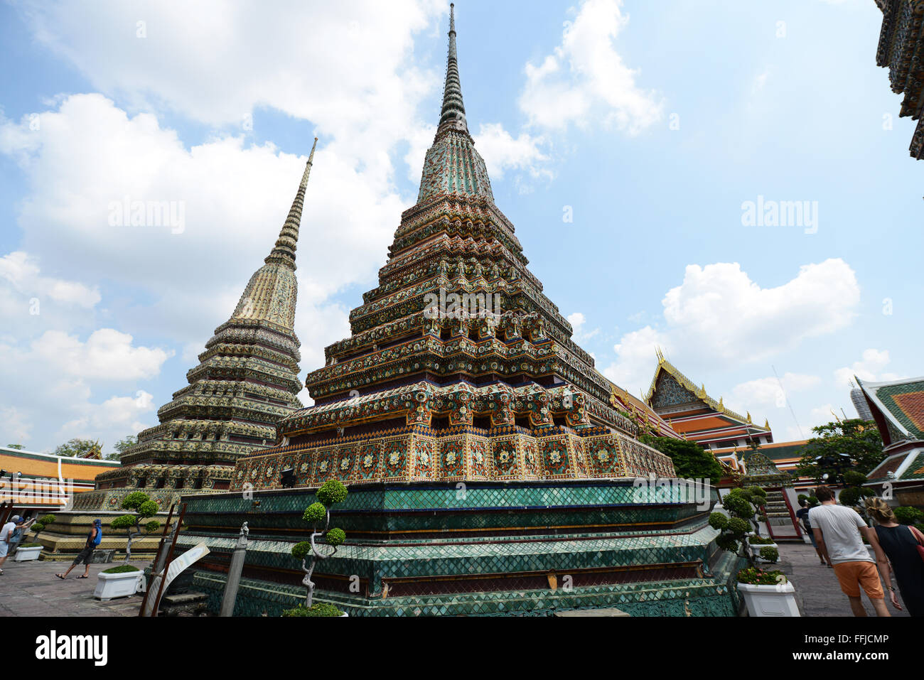 Phra Maha Chedi Si Ratchakan area of Wat po in Bangkok. Stock Photo
