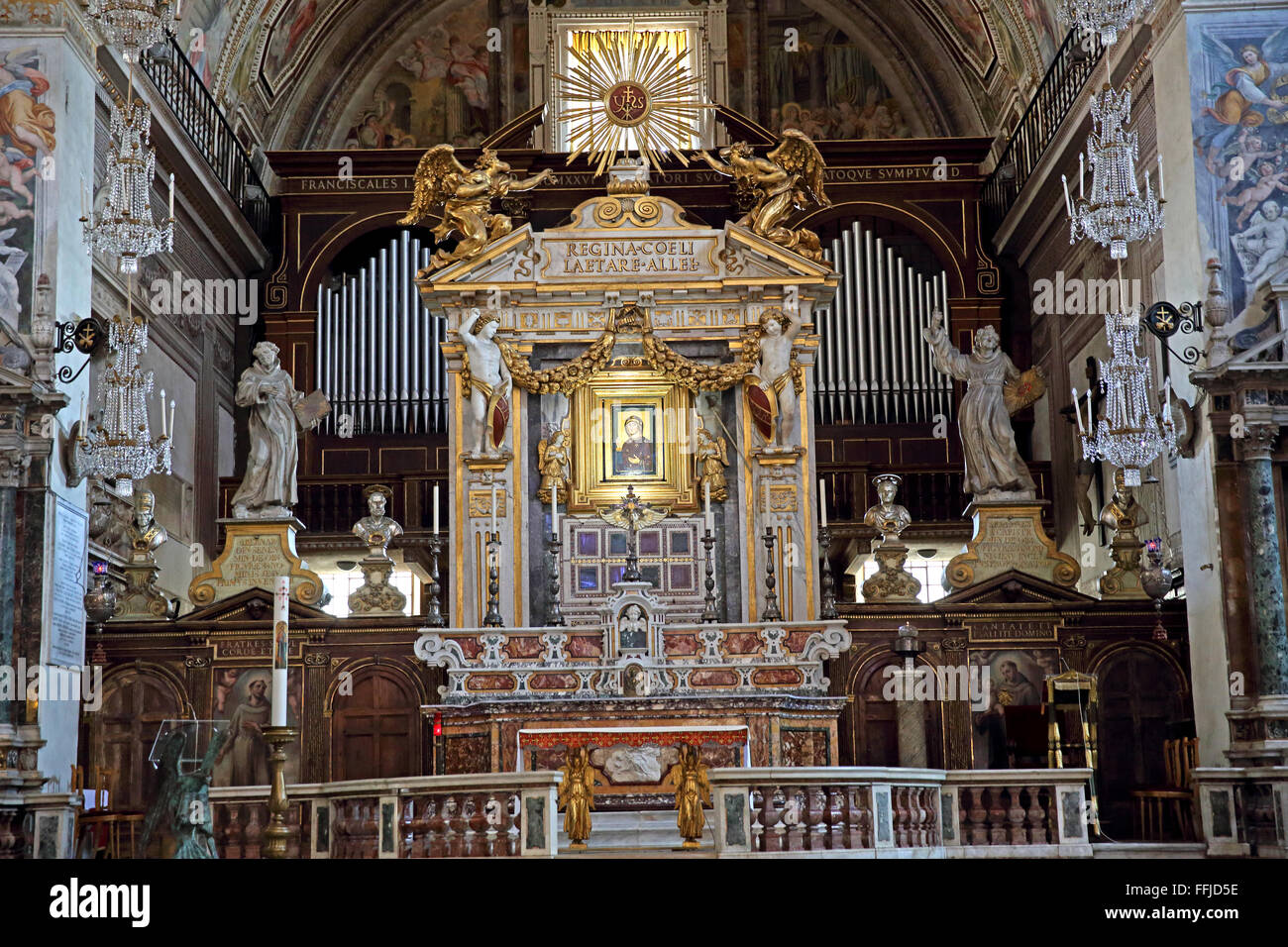 The altar of the Santa Maria in Aracoeli church in Rome Stock Photo