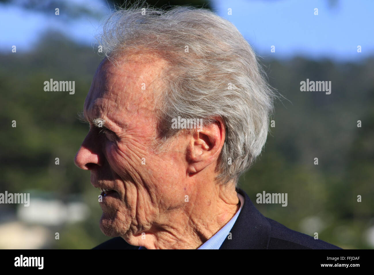 Carmel, California, USA. 15th February, 2016. the AT&T ProAm PGA Tour event - Clint Eastwood hosts the event at the beautiful Links. at Pebble Beach Golf resort which he co-owns. Credit:  Motofoto/Alamy Live News Stock Photo