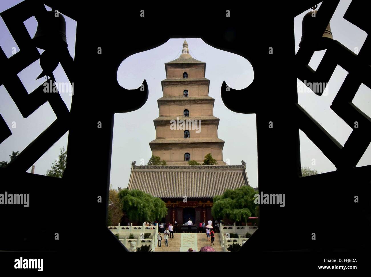 Beijing, China. 18th June, 2015. Photo taken on June 18, 2015 shows the Dayan Pagoda at the Ci'en Monastery in Xi'an, capital of northwest China's Shaanxi Province. The 64-meter-high pagoda was built in the year of 652 of Tang Dynasty. © Wang Song/Xinhua/Alamy Live News Stock Photo