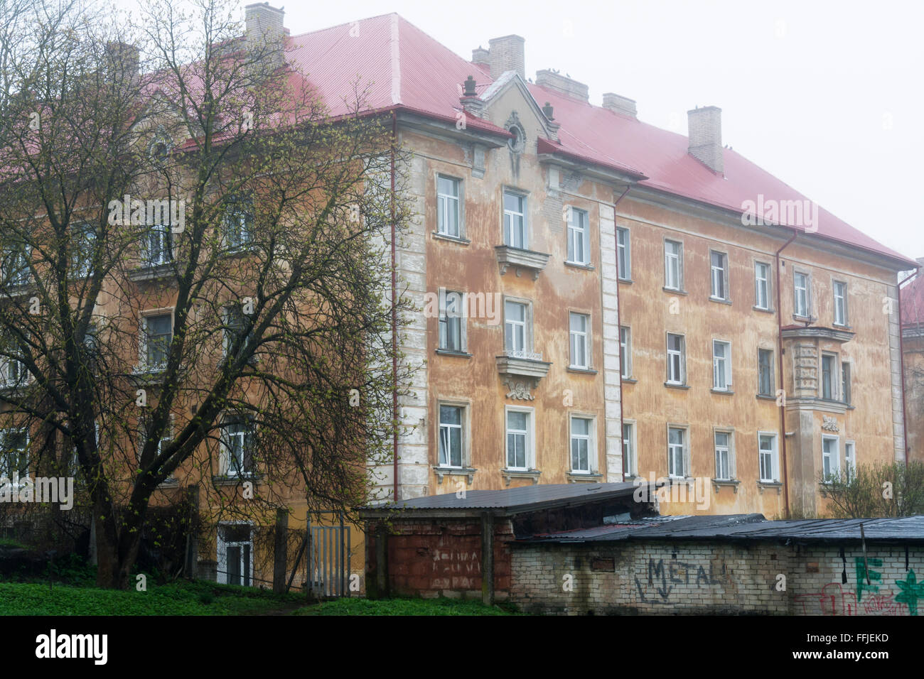 Old yellow apartment house in Tartu Estonia Stock Photo Alamy