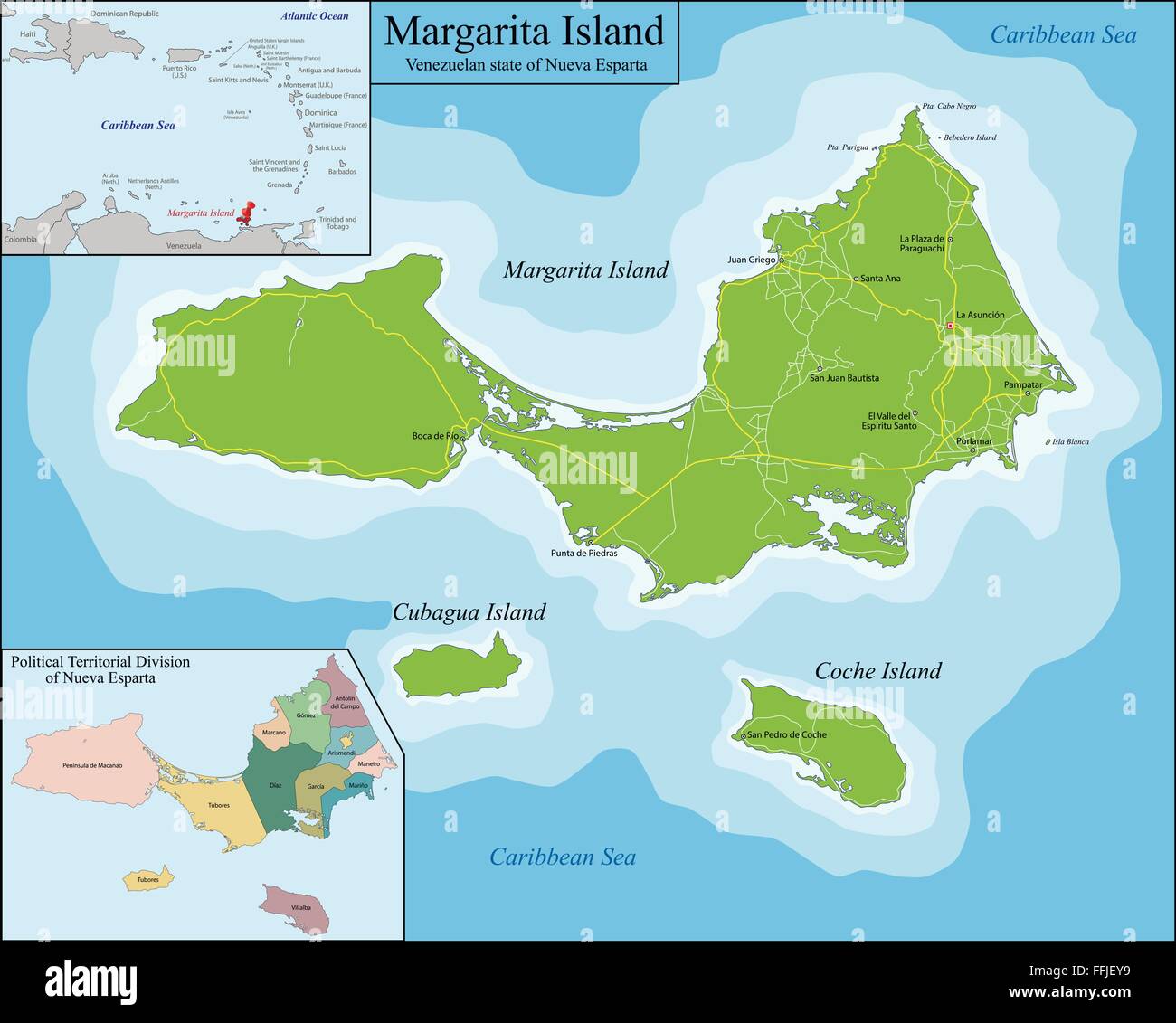 Map of Margarita Island Stock Vector