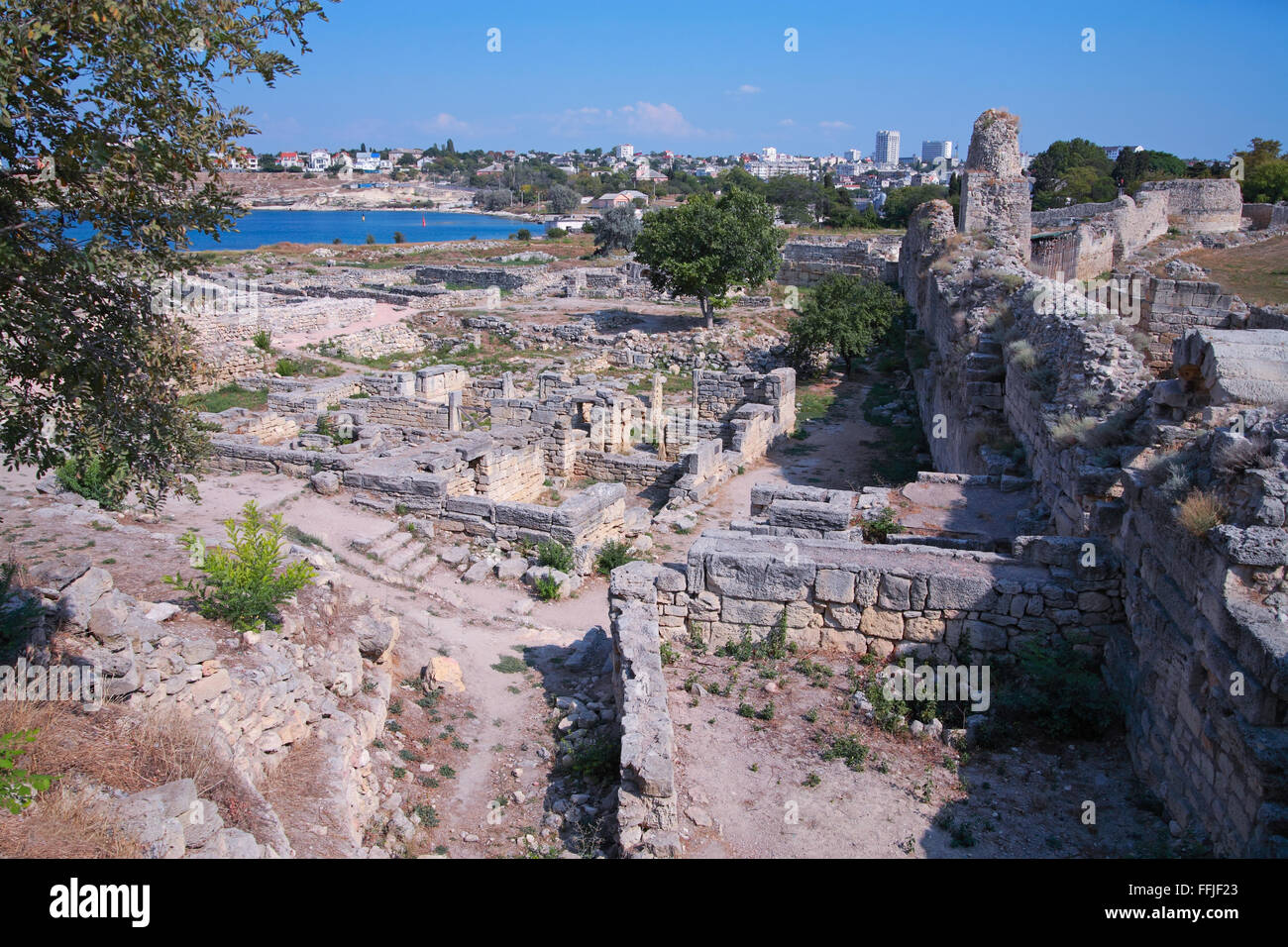 The ruins of the ancient Greek city Chersonese in Crimea on the Black