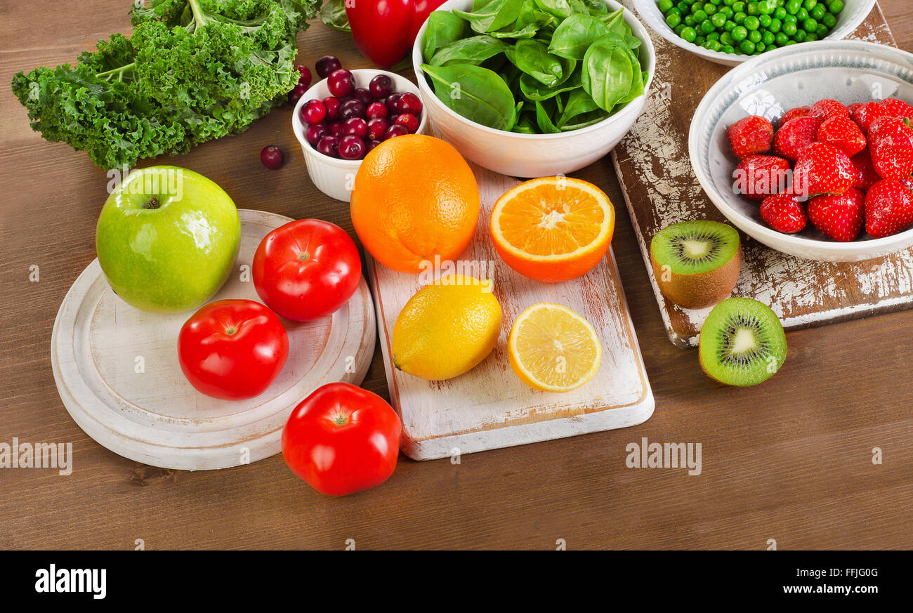 Foods High in Vitamin C. Healthy diet eating. Stock Photo