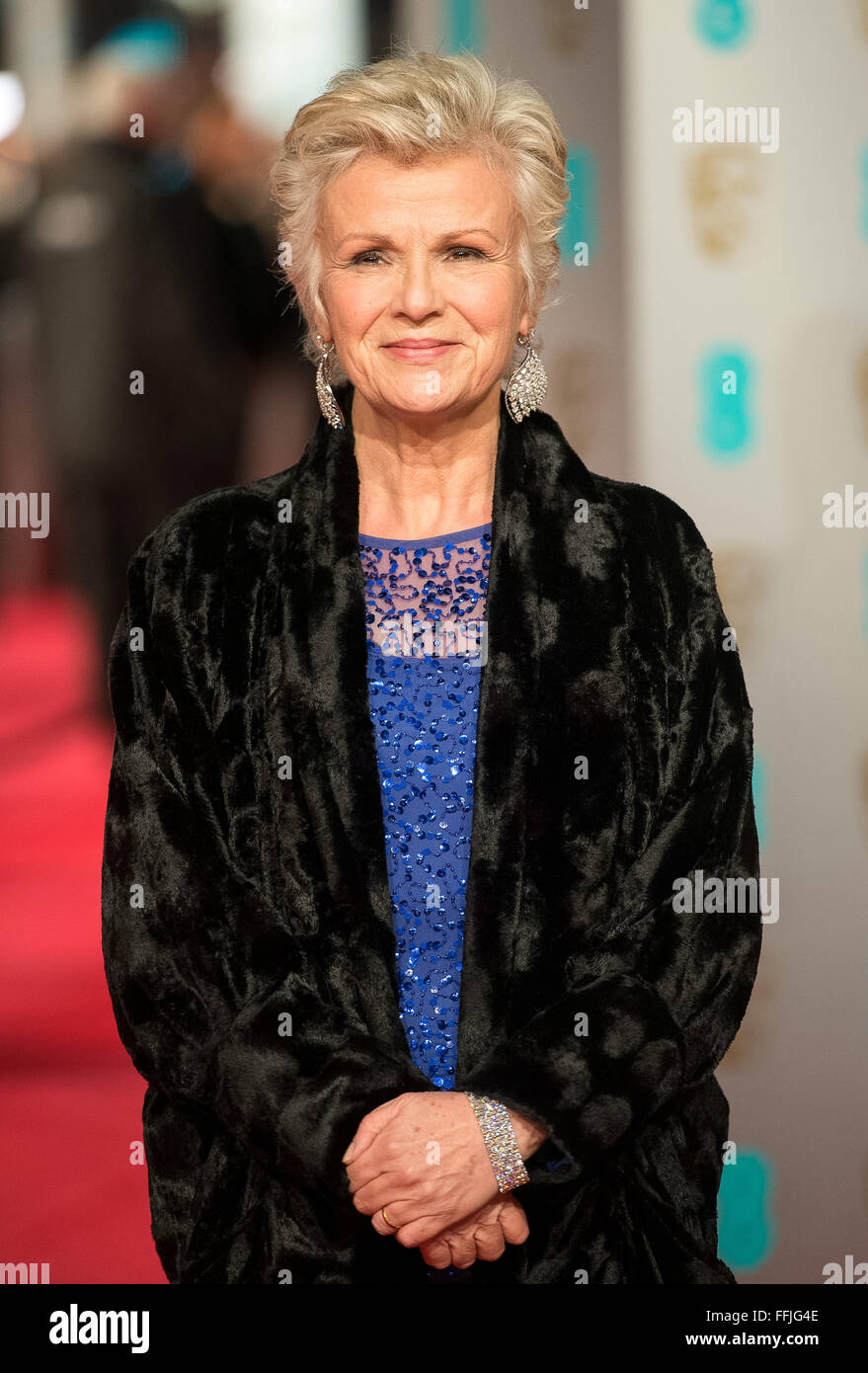 London, UK. 14th February, 2016. Actress Julie Walters arrives at the EE British Academy Film Awards, BAFTA Awards, at the Royal Opera House in London, England, on 14 February 2016. Credit:  dpa picture alliance/Alamy Live News Stock Photo