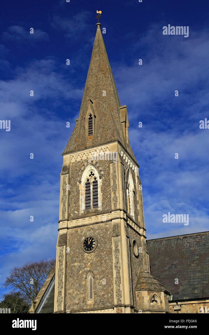 Victorian spire of St Andrew's church, Melton, Suffolk, England, UK