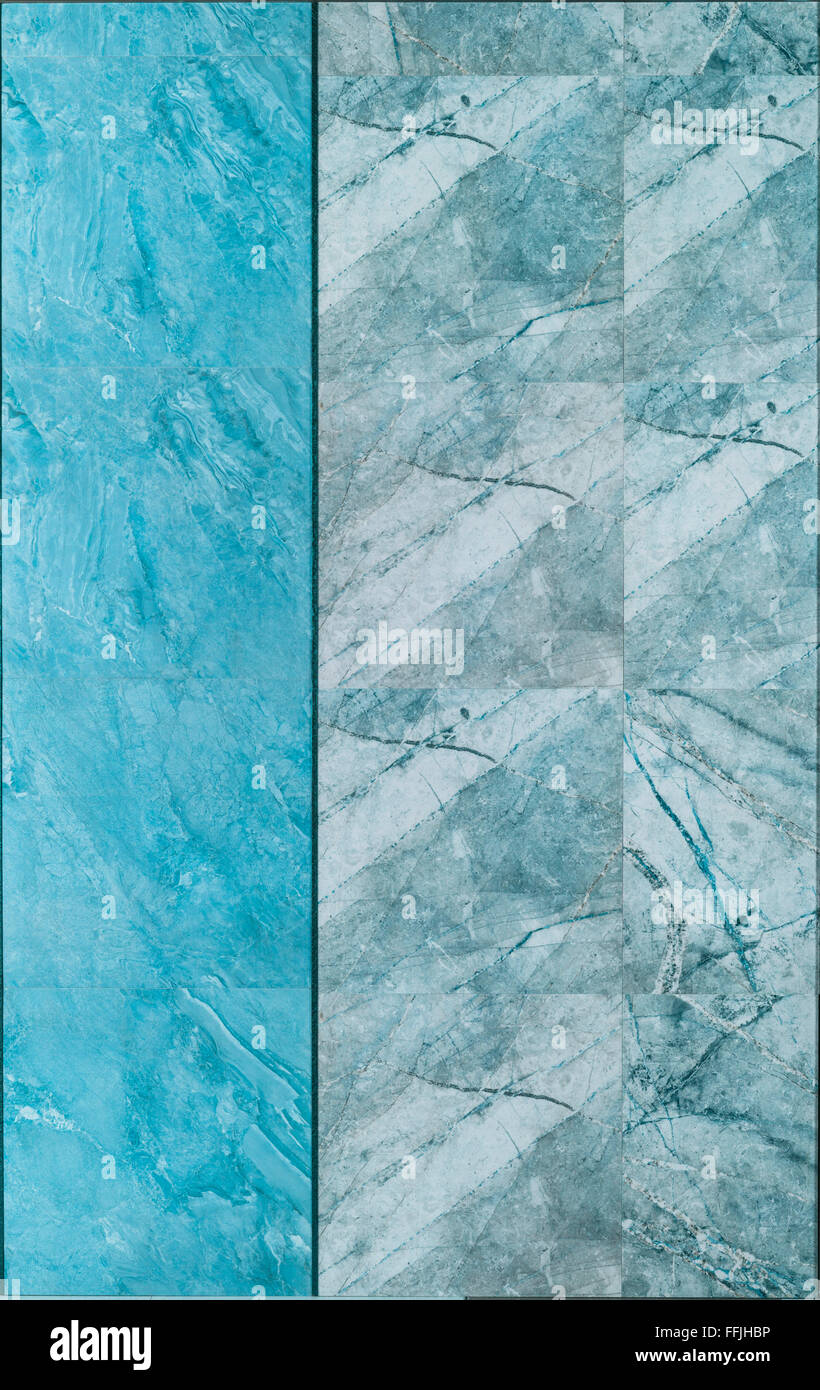 marble tile wall texture in blue and gray color for interior Stock Photo